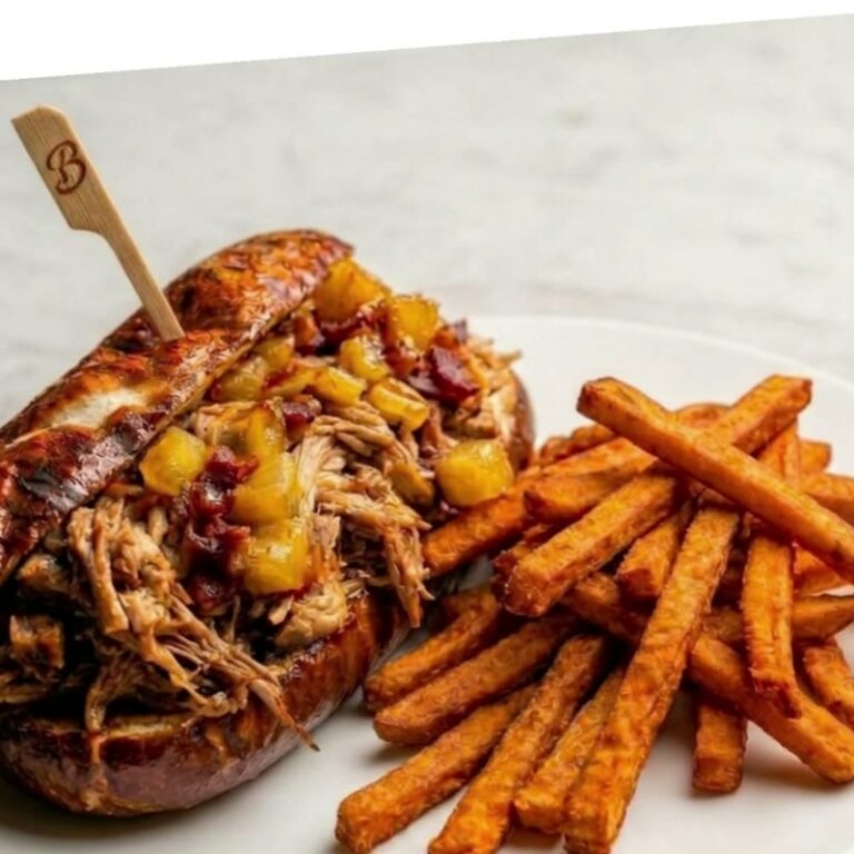 Pulled Pork Sandwich with sweet potato fries